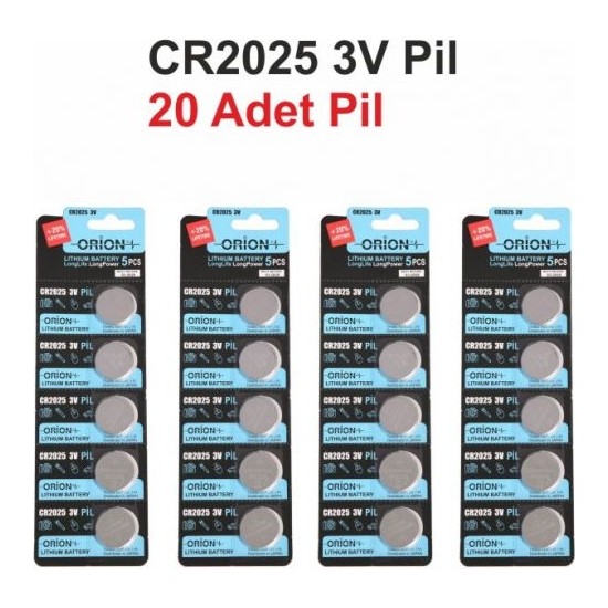 Orıon CR2025 3V Lithium Pil(5'li Paket) / 20 Tane Fiyatı