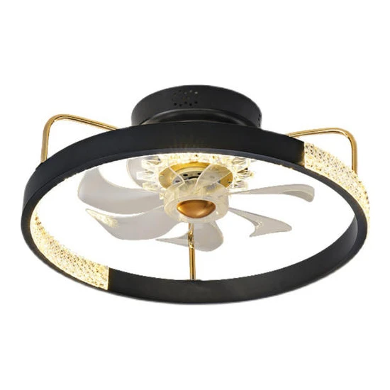50 cm Tavan Fanı Işık, 220 V Üç Renkli Uzaktan Kumanda App LED80W Yemek Odası Tavan Fan Işık Mutfak Fan Işık ve Fan Entegre Oturma Odası Kolye Işık, Siyah