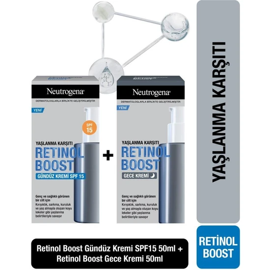 Neutrogena Retinol Boost Gündüz Kremi Antiaging 50 ml + Neutrogena Retinol Boost Gece Kremi Antiaging 50 ml