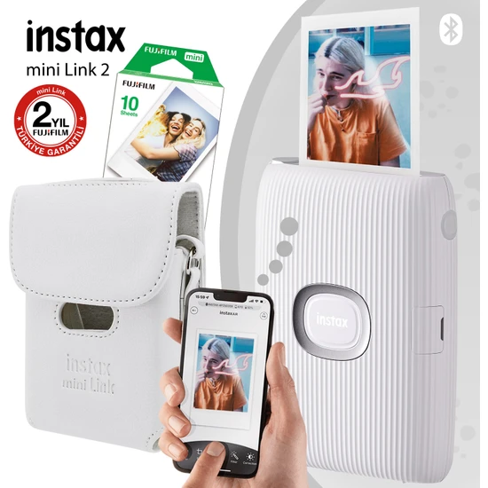 Instax Mini Link 2 Beyaz Akıllı Telefon Yazıcısı ve Çantalı Hediye Seti 3