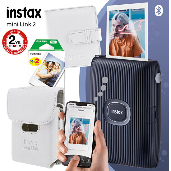 Instax Mini Link 2 Uzay Mavisi Akıllı Telefon Yazıcısı ve Çantalı Hediye Seti 1