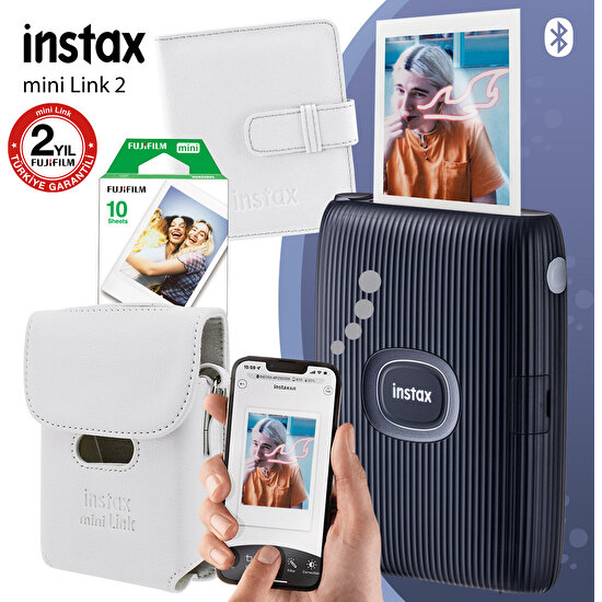 Instax Mini Link 2 Uzay Mavisi Akıllı Telefon Yazıcısı ve Çantalı Hediye Seti 2