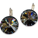 Amante Crystal Swarovski Kristal Küpe Gece Gümüşü Rivoli 18MM