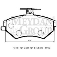 JMC Volkswagen Caddy- 96/03; Ön Fren Balatası (Disk) (119,4X69,5X15,5) (Bramax)