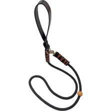 Balkonda Köpek gezdirme kayışı boyun tasması hakiki deri saplı kalın kancalı siyah halat kalınlık:12mm uzunluk:120cm dog leash B2-4