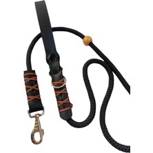 Balkonda Köpek gezdirme kayışı boyun tasması hakiki deri saplı kalın kancalı siyah halat kalınlık:12mm uzunluk:120cm dog leash B2-4