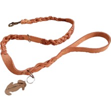 Balkonda Köpek gezdirme kayışı boyun tasması hakiki süet deri antik kalın kancalı taba rengi kalınlık:4mm genişlik:2,5cm uzunluk:120cm dog leash B1-7