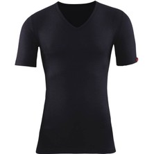 V Yaka Kısa Kol Siyah Unisex Termal 1263