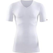 V Yaka Kısa Kol Unisex Beyaz Termal 1263