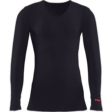 V Yaka Uzun Kol Siyah Unisex Thermal 1257