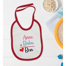 Bk Kids Anne Baba Tasarımlı Kırmızı Bebek Mama Önlüğü-1