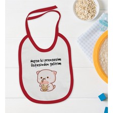 Bk Kids Prensesim Üstesinden Gelirim Tasarımlı Kırmızı Bebek Mama Önlüğü-1