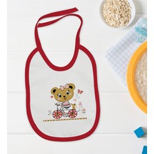 Bk Kids Sevimli Ayı Tasarımlı Kırmızı Bebek Mama Önlüğü-2