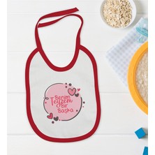 Bk Kids Teyzem Bir Başka Tasarımlı Kırmızı Bebek Mama Önlüğü-1