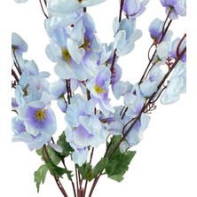 Nettenevime Yapay Çiçek Ahşap Kütük Saksılı Mavi Bahardalı Palmiye Ağacı Salon Bitkisi 50CM