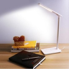 Xinhang Yeni Çok Fonksiyonlu LED Masa Lambası Katlanabilir 4 Renk Sıcaklık Kitap Işık Cep Telefonu Kablosuz Akıllı Şarj USB Çıkışı (Beyaz) (Yurt Dışından)