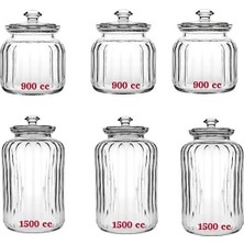 Paşabahçe Viva Cam Kavanoz - Cam Saklama Kabı 6 Lı 2 Boy 900+1500CC.