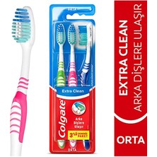 Colgate Extra Clean Dil Temizleyicili Arka Dişlere Uzanan Orta Diş Fırçası 2+1