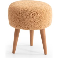 Elissa Home Peluş Puf Ahşap Ayak