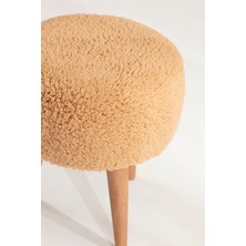 Elissa Home Peluş Puf Ahşap Ayak