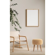 Elissa Home Peluş Puf Ahşap Ayak