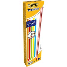 Bic Evolution Stripes 12'li Kutu Kurşun Kalem Mavi Renkli Dayanıklı ve Kırılmaya Karşı Güçlü