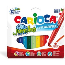 Carioca Jumbo Süper Yıkanabilir Keçeli Boya Kalemi 12'li 6 mm Uçlu Renkli Kalem Seti