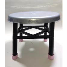 abnturk Gümüş Gri Yuvarlak Duşakabin Banyo Taburesi Sağlam Plastik 100KG Taşır Iş+Ev Piknikte Kullanıma Uyar