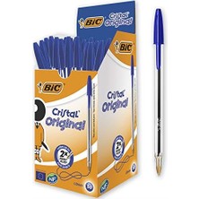 Bic Cristal Medium Tükenmez Kalem, Mavi, 50'li Kutu