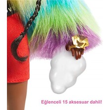 Barbie Extra - Gökkuşağı Renkli Ceketli Bebek, Fino Figürü Ile, 3-9 Yaş Arası Kızlar Için Id
