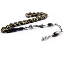 925 Gümüş 8'li Pirinç Yarma Gümüş Püsküllü Oltu Tesbih