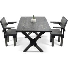 Entema Doğal Ağaç Masif Ahşap Yemek Masası 90 cm x 150 cm 2 Sandalye
