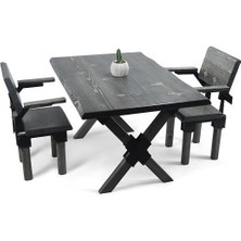 Entema Doğal Ağaç Masif Ahşap Yemek Masası 90 cm x 150 cm 2 Sandalye