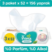 Prima Hassas Islak Mendil 3 Paket 156 yaprak Islak Mendil