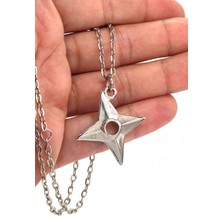 Kolbi Japon Shuriken Kolye Naruto Shuriken Anime Kolye Klasik Zincir