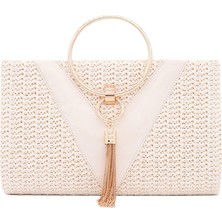 Kadın Akşam Debriyaj Çanta Çanta Çantası Düğün Partisi Bej Için Kozmetik Çanta Tote 1 25.5CMX5CMX17CM