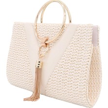 Kadın Akşam Debriyaj Çanta Çanta Çantası Düğün Partisi Bej Için Kozmetik Çanta Tote 1 25.5CMX5CMX17CM