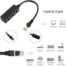 Aile Ethernet RJ45 Kablo Adaptörü 1 Erkek 3 Kadın Splitter Port Lan Ağı(Yurt Dışından)