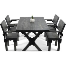 Entema Doğal Ağaç Masif Ahşap Yemek Masası 90 cm x 200 cm 6 Sandalye