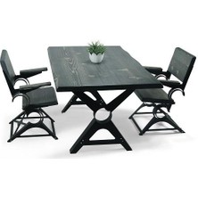 Entema Doğal Ağaç Masif Ahşap Yemek Masası 60 cm x 150 cm 2 Sandalye