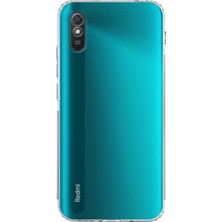 Caseworld Xiaomi Redmi 9A Kapak Kamera Korumalı Tıpalı Şeffaf Silikon Kılıf