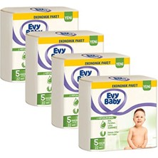 Evy Baby Bebek Bezi 5 Beden Junior (11-18 Kg) %100 Doğal Pamuk, 4'lü Fırsat Paketi, 88 Adet