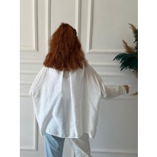Modamla Kadın Beyaz Oversize Gömlek