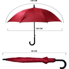Sunlife 8 Telli Otomatik Fiberglass Baston Kırmızı Renkli Yağmur Şemsiyesi