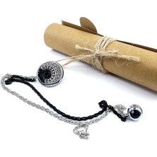 Kravatkolik Gümüş Renk Siyah Taşlı Ceket Yaka Iğnesi YI389