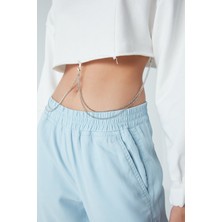 Penti Kırık Beyaz Crop Chain Detailed Sweatshirt