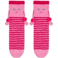 Penti Pembe Çizgili Ponponlu Soket Çorap