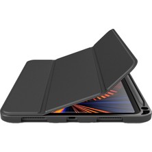 MTK Moveteck Apple Ipad Air 4 Air 5 10.9 2020 2022 M1 Çipli Uyumlu Tablet Kılıf Deri Doku Pu Deri Kalem Bölmeli Silikon Military Zırh Tank Uyku Modlu Lüx Kılıf