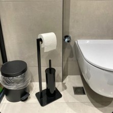 Lilyum Banyo Tuvalet Kağıtlık Askılı Fırçalı ve Çöp Kovası Seti