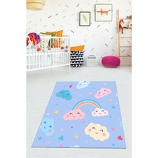 Viyana Home Dijital Baskılı Kaymaz Taban Yıkanabilir Modern Bulutlu Çocuk Odası Halısı VHÇ-HP-683